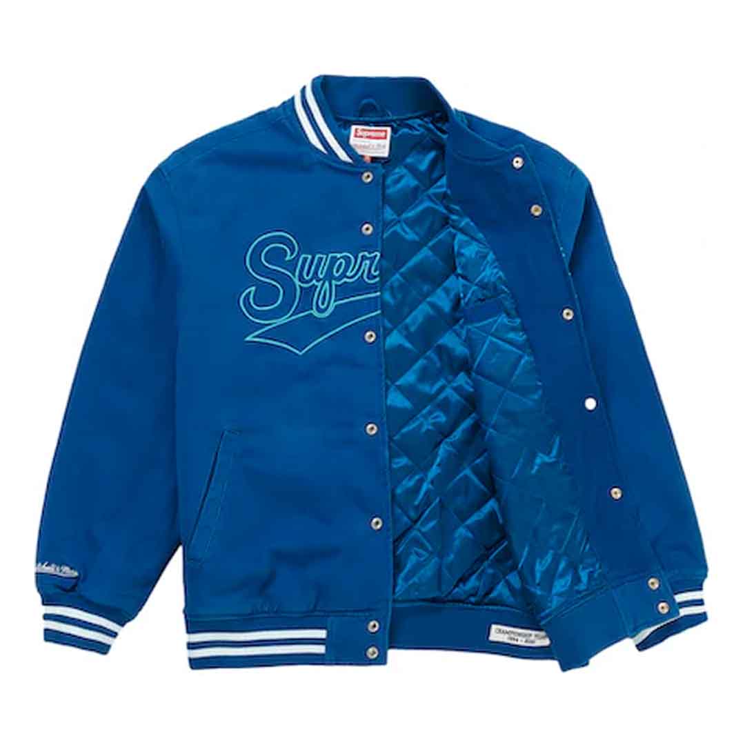 Supreme x Mitchell & Ness Doughboy Twill Varsity Jacket 'Blue'